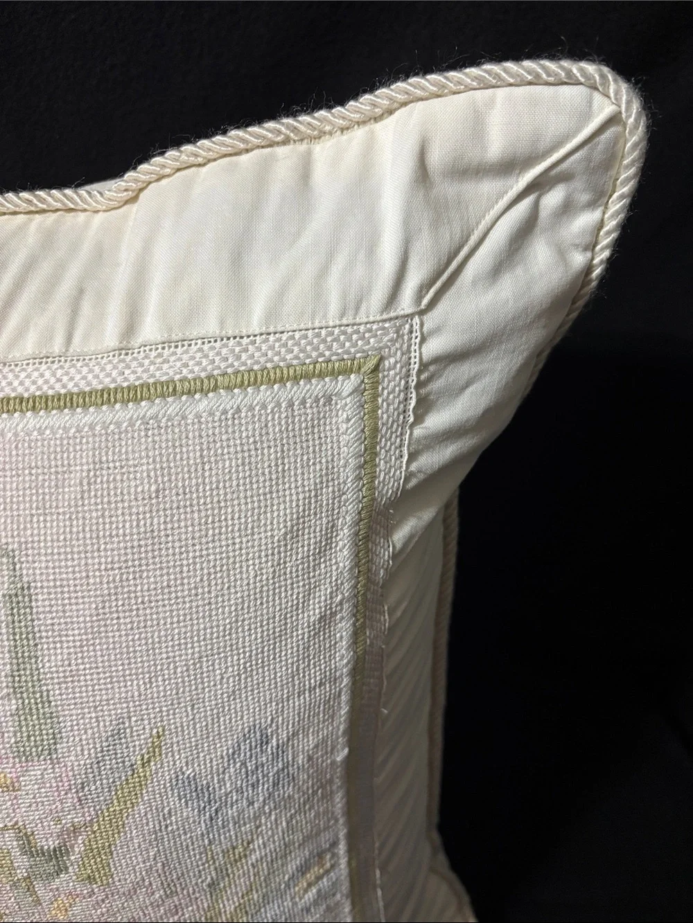 Vintage needlepoint pillow floral design 18x18 inch